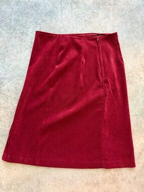 eye candy suede Midi Skirt in Deep Red